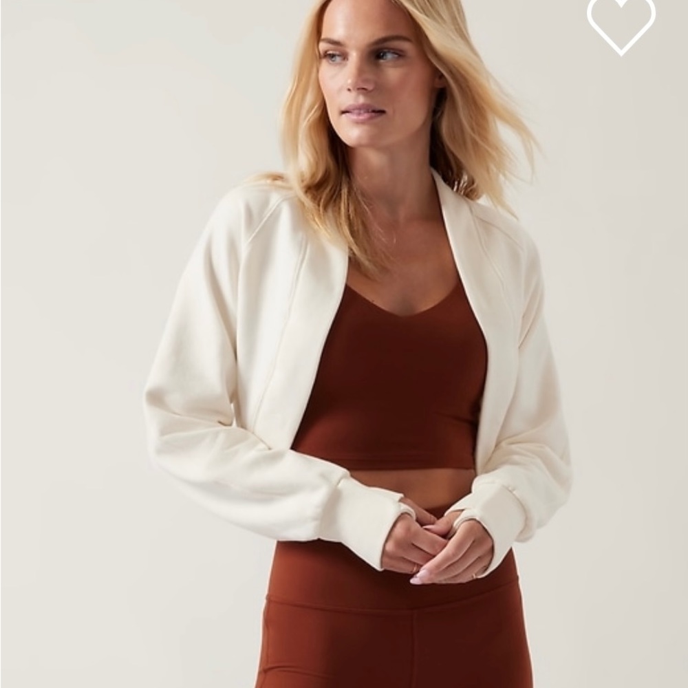 Athleta Retroplush Crop Wrap Shrug Magnolia White Size S